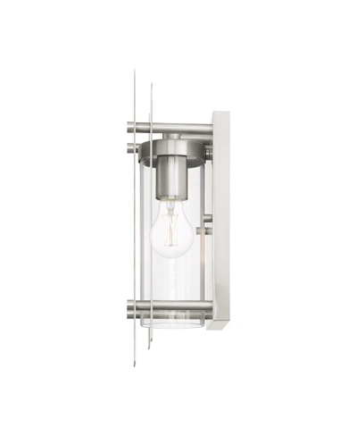 Livex Utrecht 1 Light Outdoor Wall Lantern In Brushed Nickel Accents