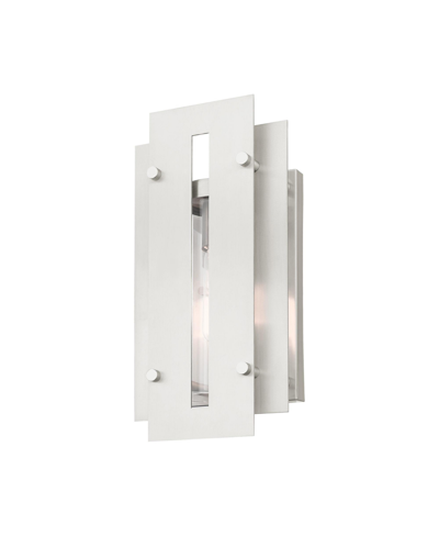 Livex Utrecht 1 Light Outdoor Wall Lantern In Brushed Nickel Accents