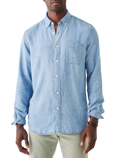 Shop Faherty Men's The Tried And True Chambray Shirt In Vintage Indigo