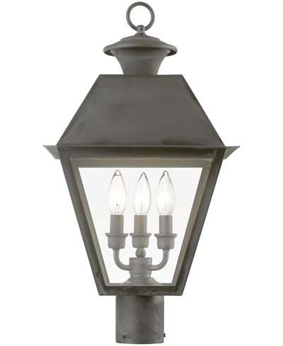 Livex Wentworth 3 Light Outdoor Large Post Top Lantern In Charcoal