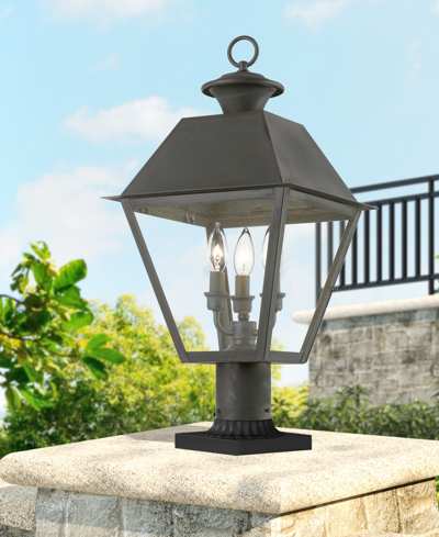 Livex Wentworth 3 Light Outdoor Large Post Top Lantern In Charcoal