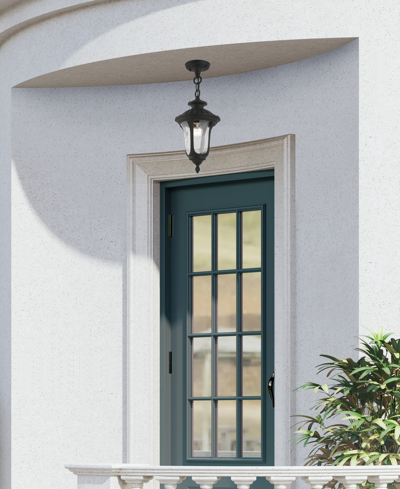 Livex Oxford 1 Light Outdoor Pendant Lantern In Textured Black