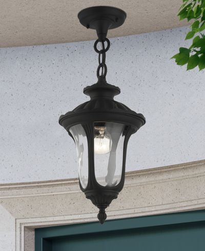 Livex Oxford 1 Light Outdoor Pendant Lantern In Textured Black