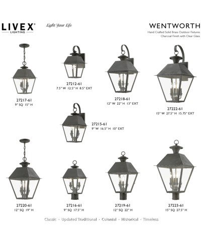 Livex Wentworth 3 Light Outdoor Large Post Top Lantern In Charcoal