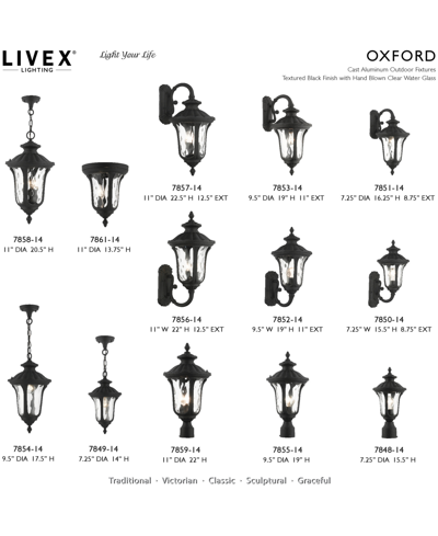 Livex Oxford 1 Light Outdoor Pendant Lantern In Textured Black