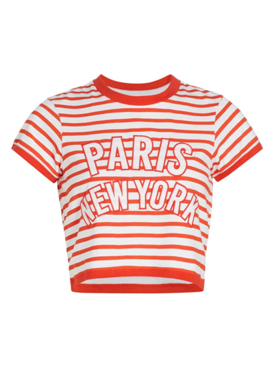 Shop Cinq À Sept Women's Becka Striped Paris T-shirt In White Cherry Tomato