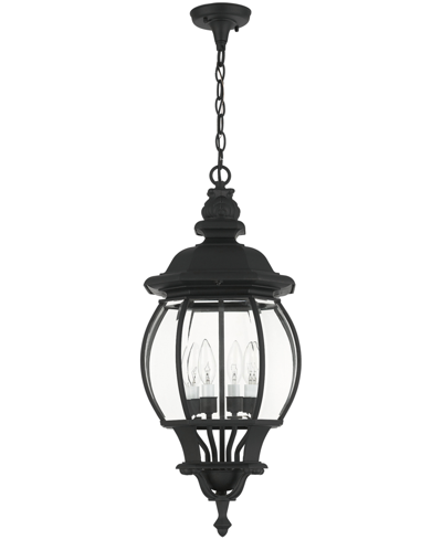 Livex Frontenac 4 Light Outdoor Pendant Lantern In Textured Black