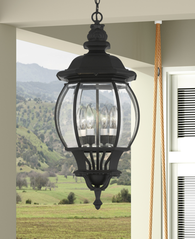 Livex Frontenac 4 Light Outdoor Pendant Lantern In Textured Black
