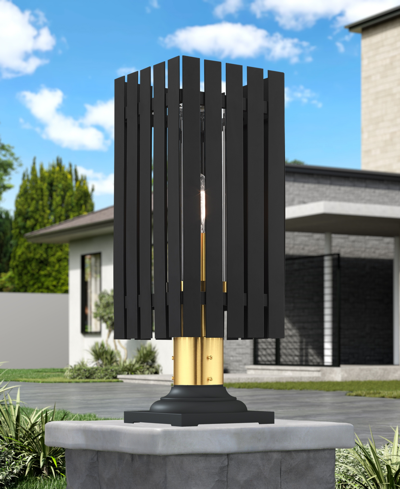 Shop Livex Greenwick 1 Light Outdoor Post Top Lantern In Black With Satin Brass