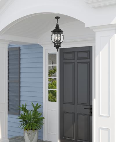 Livex Frontenac 4 Light Outdoor Pendant Lantern In Textured Black