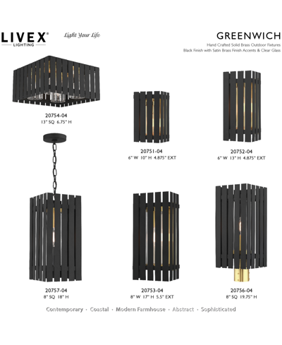 Shop Livex Greenwick 1 Light Outdoor Post Top Lantern In Black With Satin Brass