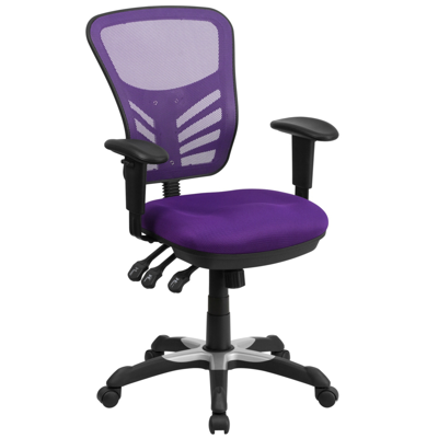 Shop Flash Furniture Mid-back Purple Mesh Multifunction Executive Swivel Chair With Adjustable Arms