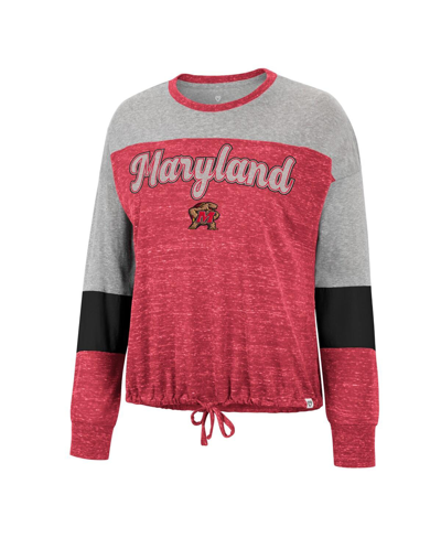 Shop Colosseum Women's  Red Maryland Terrapins Joanna Tie Front Long Sleeve T-shirt