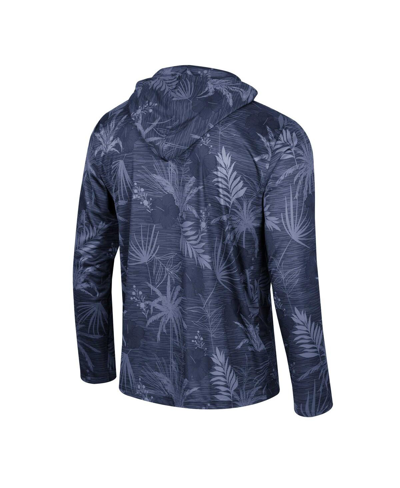 Colosseum Navy Michigan Wolverines Palms Printed Lightweight Quarter-zip Hooded Top In Navy