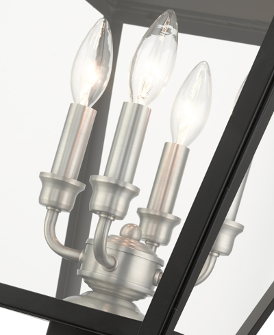 Shop Livex Wentworth 4 Light Outdoor Post Top Lantern In Black With Brushed Nickel