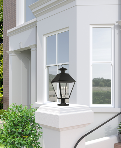 Shop Livex Wentworth 4 Light Outdoor Post Top Lantern In Black With Brushed Nickel