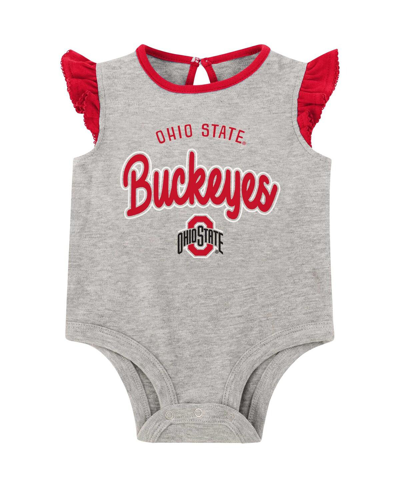 Shop Outerstuff Baby Girls Heather Gray Ohio State Buckeyes All Dolled Up Bodysuit, Skirt And Bootie Set