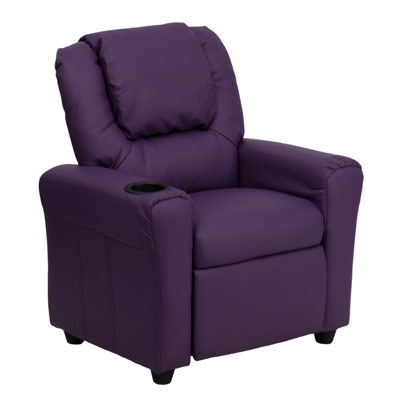 Shop Flash Furniture Contemporary Purple Vinyl Kids Recliner With Cup Holder And Headrest