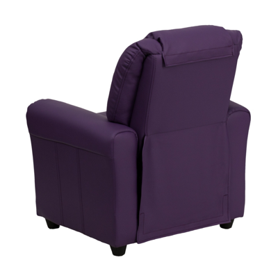 Shop Flash Furniture Contemporary Purple Vinyl Kids Recliner With Cup Holder And Headrest