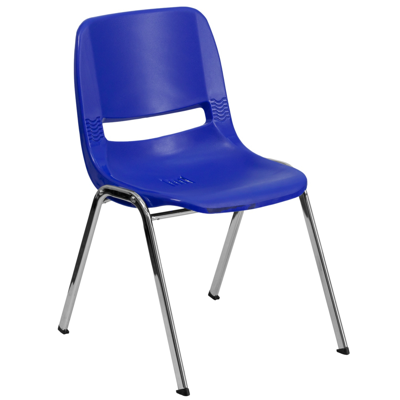 Shop Flash Furniture Hercules Series 440 Lb. Capacity Navy Ergonomic Shell Stack Chair With Chrome Frame And 14'' Seat He In Blue