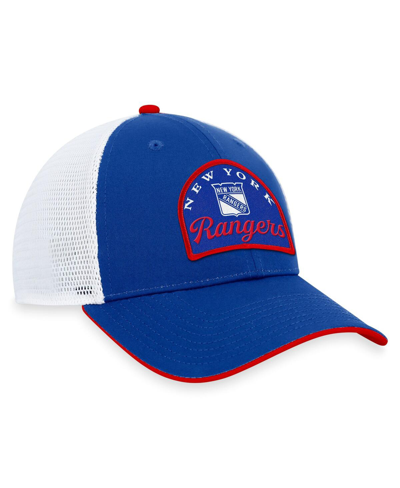 Shop Fanatics Men's  Blue, White New York Rangers Fundamental Adjustable Hat In Blue,white