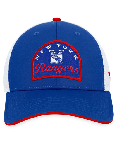 Shop Fanatics Men's  Blue, White New York Rangers Fundamental Adjustable Hat In Blue,white