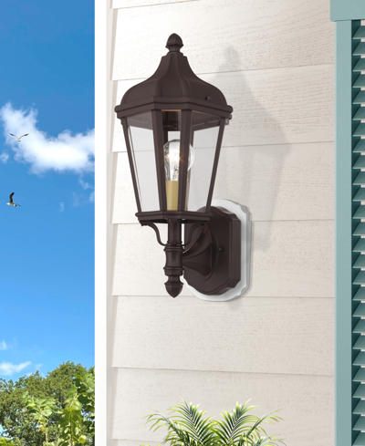 Livex Morgan 1 Light Outdoor Wall Lantern In Bronze With Antique Gold