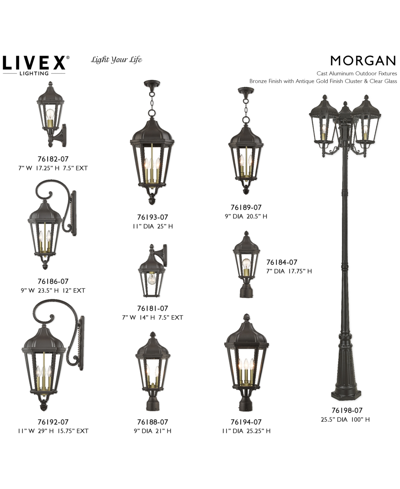 Shop Livex Morgan 1 Light Outdoor Wall Lantern In Bronze With Antique Gold