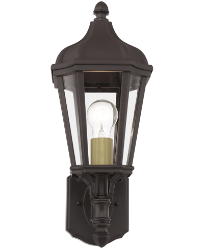 Shop Livex Morgan 1 Light Outdoor Wall Lantern In Bronze With Antique Gold