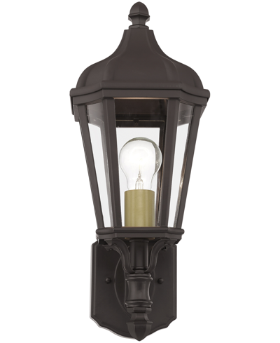 Livex Morgan 1 Light Outdoor Wall Lantern In Bronze With Antique Gold