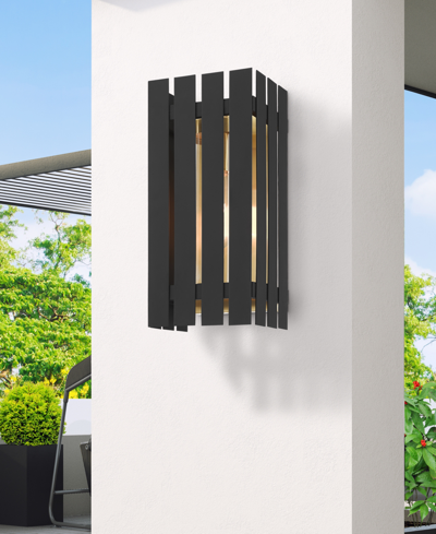 Livex Greenwick 1 Light Outdoor Wall Lantern In Black With Satin Brass