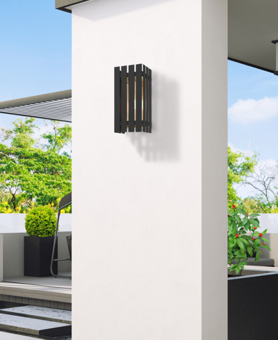 Livex Greenwick 1 Light Outdoor Wall Lantern In Black With Satin Brass