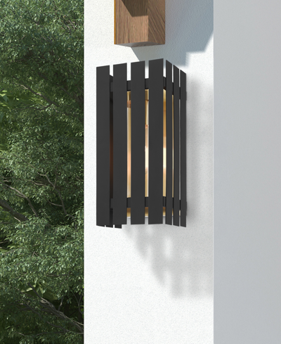 Livex Greenwick 1 Light Outdoor Wall Lantern In Black With Satin Brass