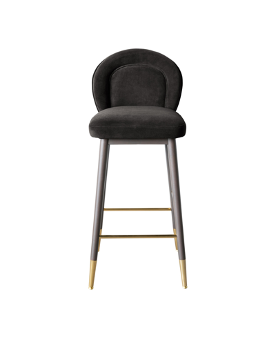 Tov Furniture 1 Pc. Velvet Counter Stool In Dark Gray
