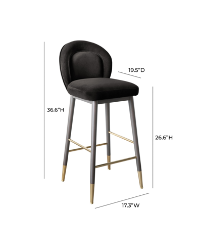 Tov Furniture 1 Pc. Velvet Counter Stool In Dark Gray