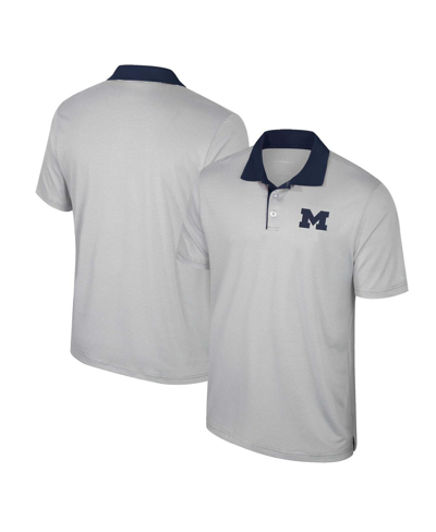 Shop Colosseum Men's  Gray Michigan Wolverines Tuck Striped Polo Shirt