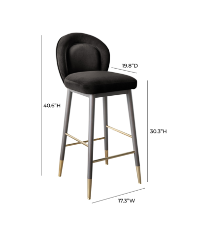 Tov Furniture 1 Pc. Velvet Counter Stool In Dark Gray