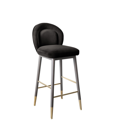 Tov Furniture 1 Pc. Velvet Counter Stool In Dark Gray