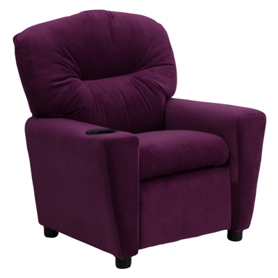 Shop Flash Furniture Contemporary Purple Microfiber Kids Recliner With Cup Holder