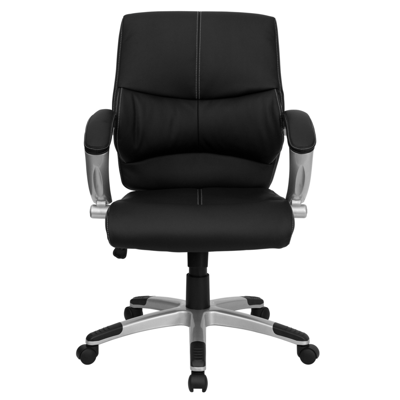 Shop Flash Furniture Mid-back Black Leather Contemporary Swivel Manager's Chair With Arms