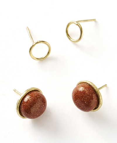 Shop Matr Boomie Indali Labradorite Stud Earrings In Orange