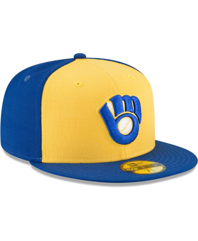 Shop New Era Men's  Yellow Milwaukee Brewers Cooperstown Collection Wool 59fifty Fitted Hat