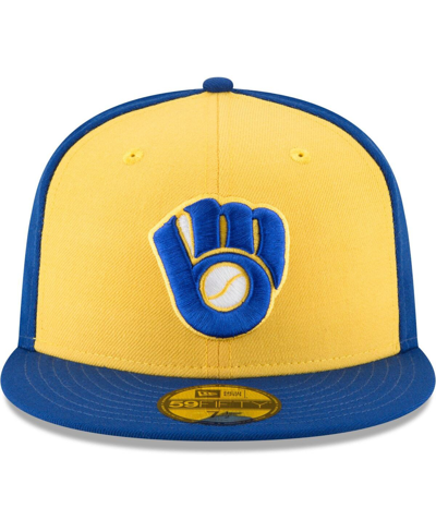 Shop New Era Men's  Yellow Milwaukee Brewers Cooperstown Collection Wool 59fifty Fitted Hat
