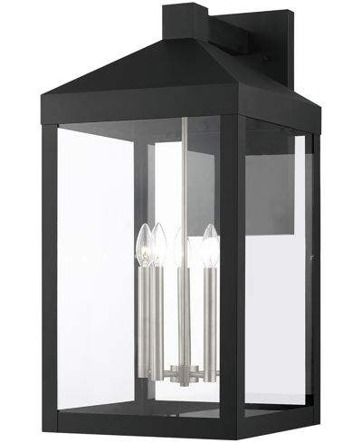 Shop Livex Nyack 5 Light Outdoor Wall Lantern In Black With Brushed