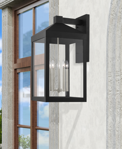Livex Nyack 5 Light Outdoor Wall Lantern In Black With Brushed
