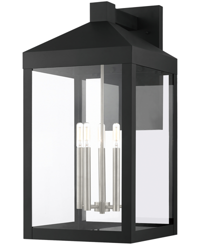 Shop Livex Nyack 5 Light Outdoor Wall Lantern In Black With Brushed