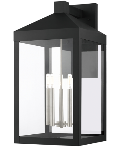 Livex Nyack 5 Light Outdoor Wall Lantern In Black With Brushed