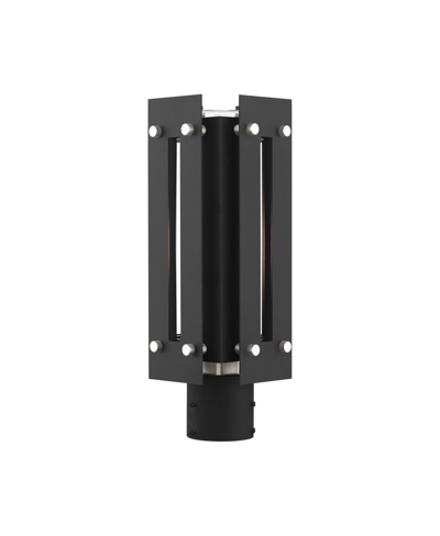 Livex Utrecht 1 Light Outdoor Post Top Lantern In Black With Brushed