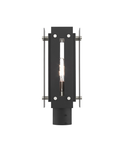 Livex Utrecht 1 Light Outdoor Post Top Lantern In Black With Brushed
