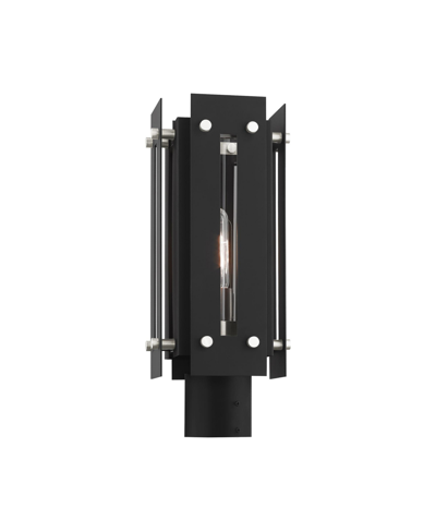 Livex Utrecht 1 Light Outdoor Post Top Lantern In Black With Brushed